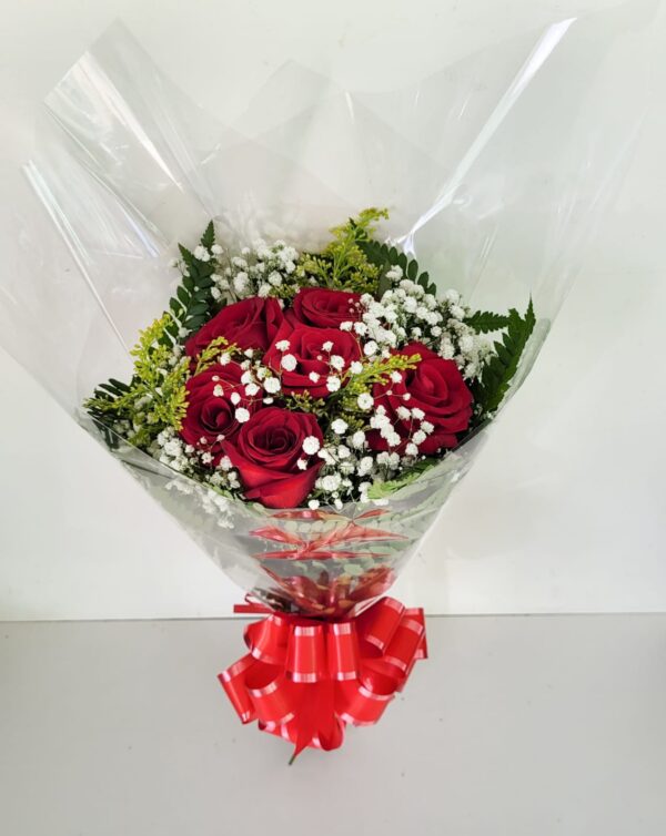 Buquê Clássico 6 rosas vermelhas